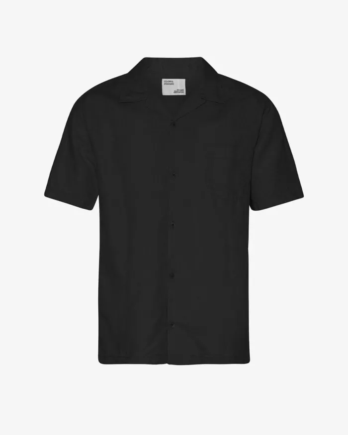 Men Shirts Colorful Standard Linen Short Sleeved Shirt Deep Black