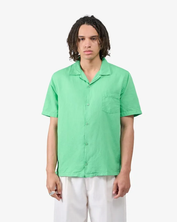 Men Shirts Colorful Standard Linen Short Sleeved Shirt Faded Pink