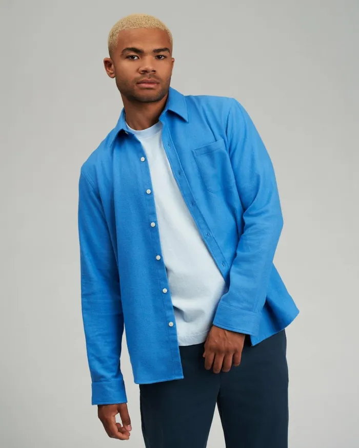 Men Shirts Colorful Standard Organic Flannel Shirt Storm Grey