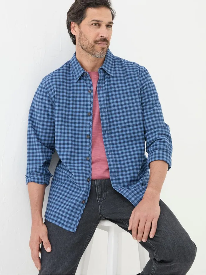 Men Shirts Fat Face Blue Everly Gingham Shirt