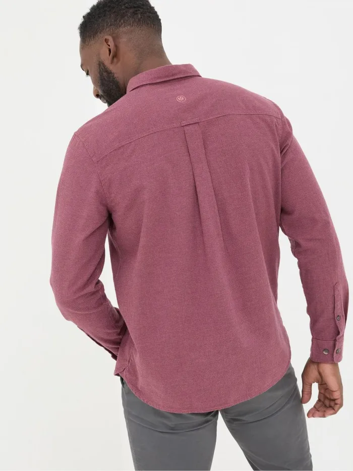 Men Shirts Fat Face Burgundy Red Tadlow Puppytooth Shirt