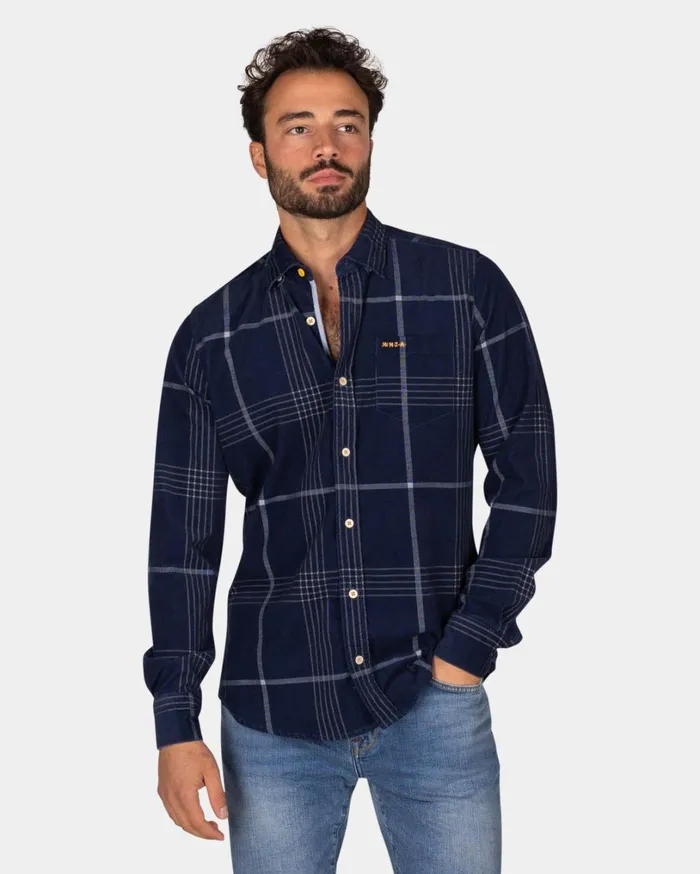 Men Shirts NZA New Zealand Auckland Corduroy Dark Blue Checkered Shirt 8211 Winter Navy Men Shirts NZA New Zealand Auckland Corduroy Dark Blue Checkered Shirt 8211 Winter Navy