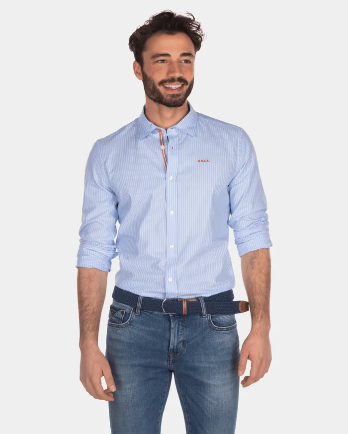 Men Shirts NZA New Zealand Auckland Cotton Shirt With Thin Stripe
