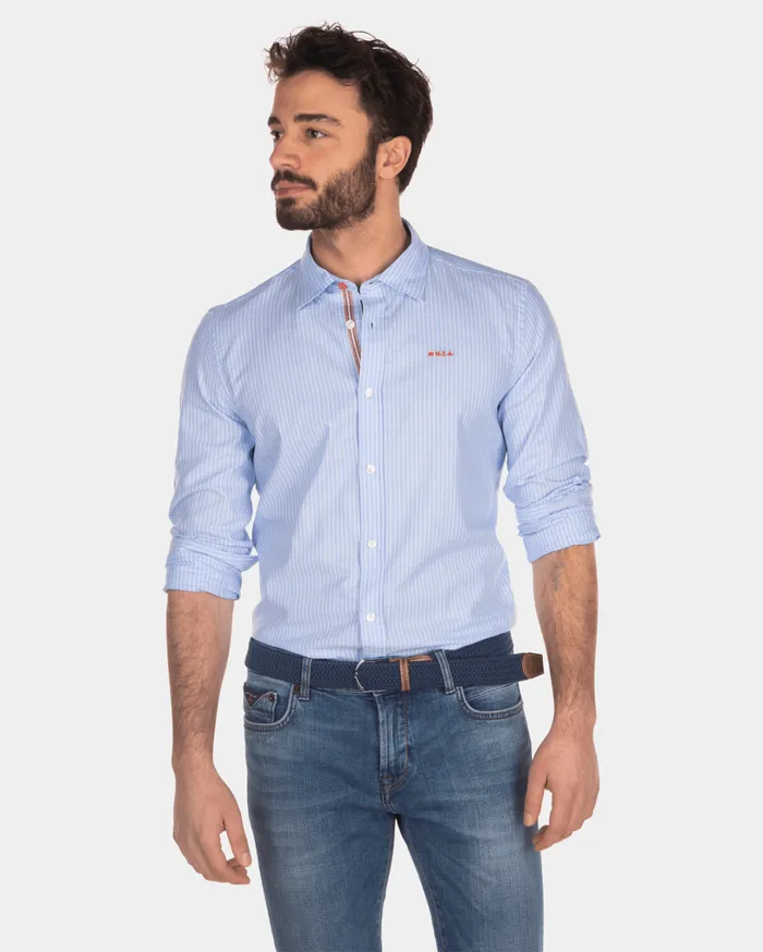Men Shirts NZA New Zealand Auckland Cotton Shirt With Thin Stripe