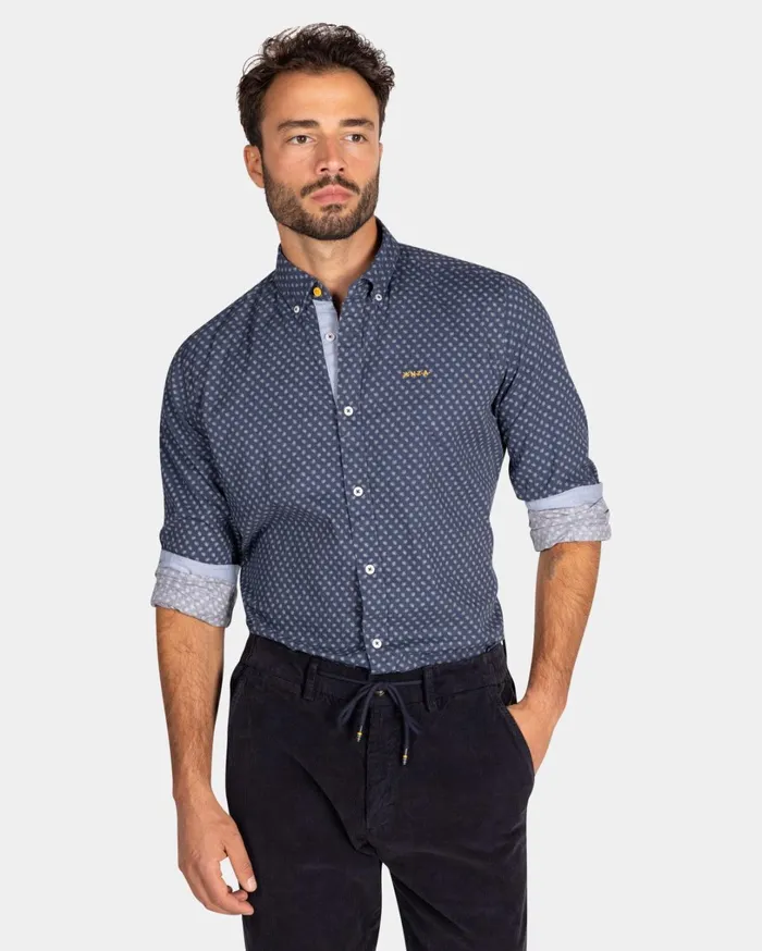 Men Shirts NZA New Zealand Auckland Dark Blue Shirt With White Dots 8211 Tin Blue Men Shirts NZA New Zealand Auckland Dark Blue Shirt With White Dots 8211 Tin Blue