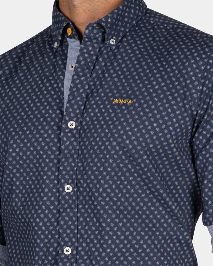 Men Shirts NZA New Zealand Auckland Dark Blue Shirt With White Dots 8211 Tin Blue Men Shirts NZA New Zealand Auckland Dark Blue Shirt With White Dots 8211 Tin Blue