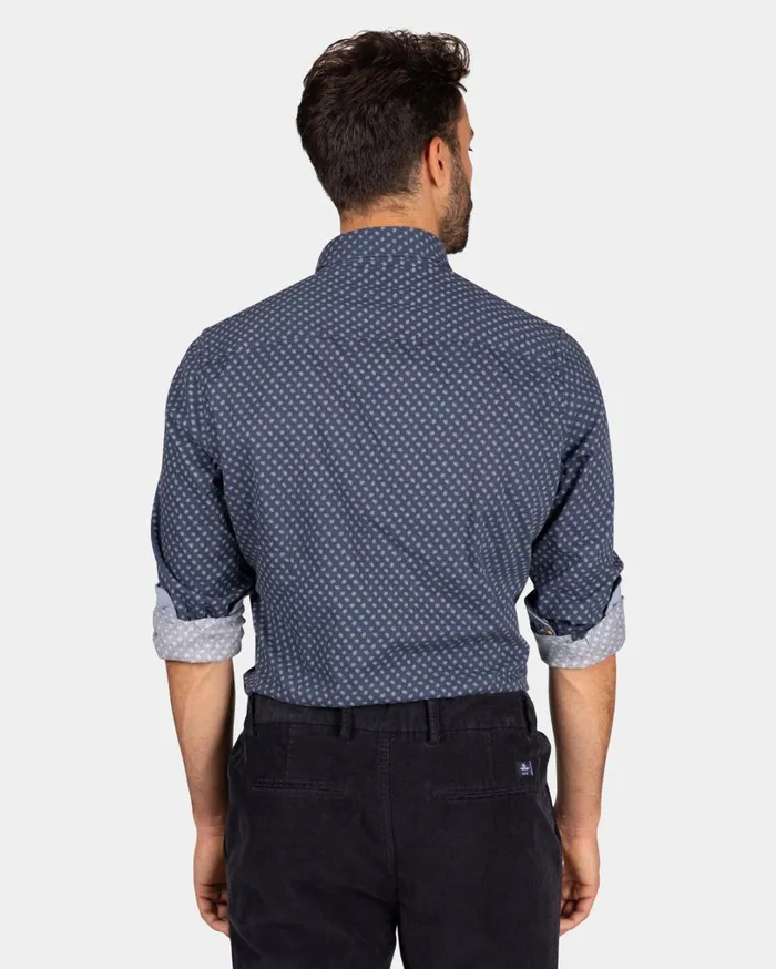 Men Shirts NZA New Zealand Auckland Dark Blue Shirt With White Dots 8211 Tin Blue Men Shirts NZA New Zealand Auckland Dark Blue Shirt With White Dots 8211 Tin Blue