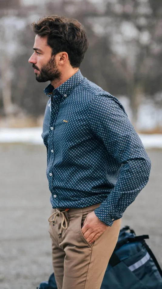 Men Shirts NZA New Zealand Auckland Dark Blue Shirt With White Dots 8211 Tin Blue Men Shirts NZA New Zealand Auckland Dark Blue Shirt With White Dots 8211 Tin Blue