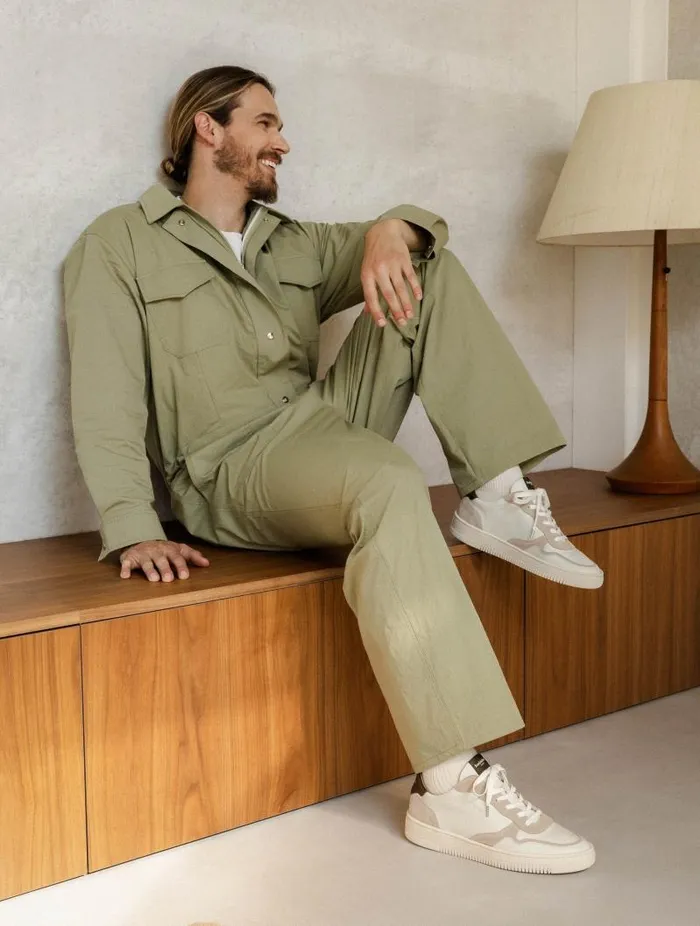 Men Sneakers Bobbies Travis Off White and Khaki Tartufo