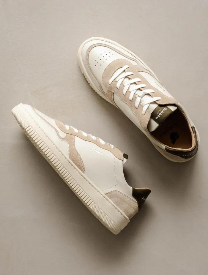 Men Sneakers Bobbies Travis Off White and Khaki Tartufo
