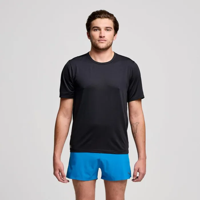 Men Stopwatch Short Sleeve Black Saucony Tops