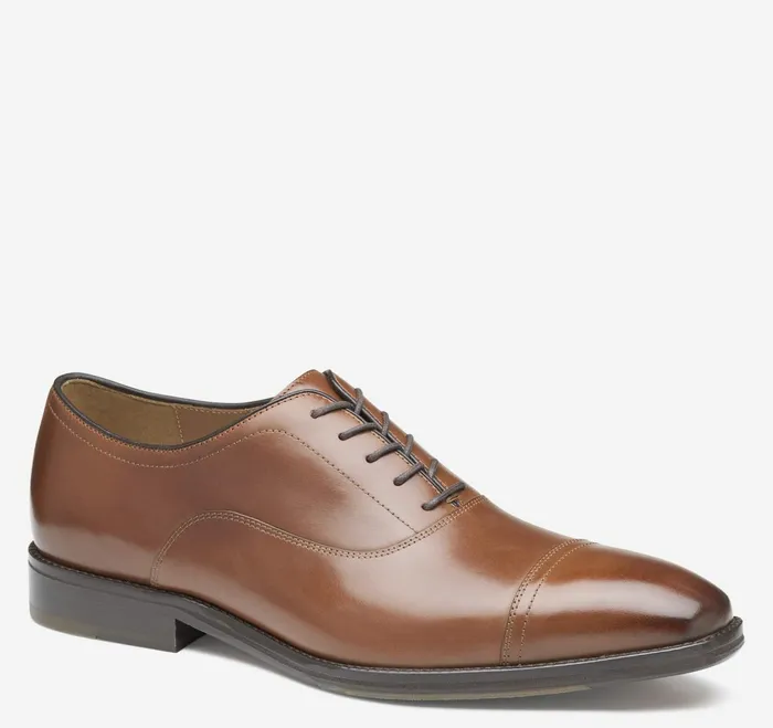 Men Sullivan Cap Toe Tan Italian Calfskin JohnstonandMurphy LaceUps