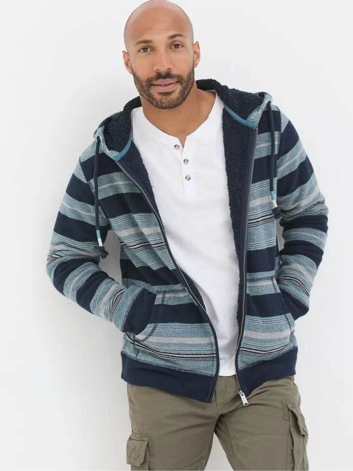 Men Sweatshirts and Hoodies Fat Face Dark Navy Trescowe Fleece Zip Through 100 Cotton Hoodie