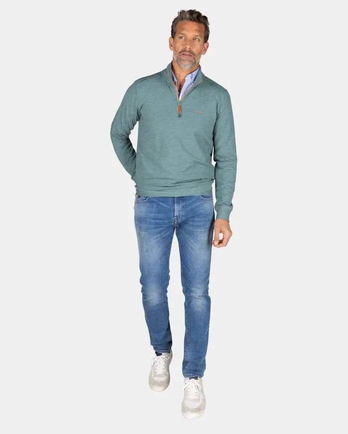 Men Sweatshirts NZA New Zealand Auckland Light Green HalfZip Sweater 8211 Pebble Green