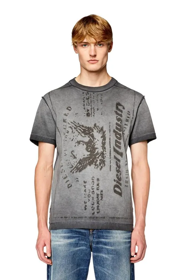 Men TDiegorL2 Dark Grey Diesel Tshirts Men TDiegorL2 Dark Grey Diesel Tshirts