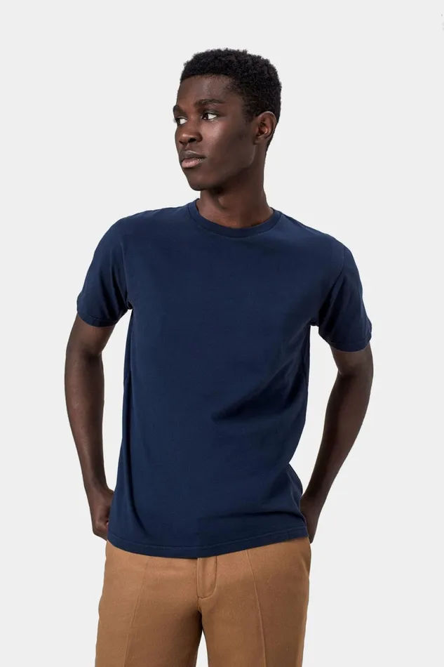 Men TShirts Colorful Standard Classic Organic Tee Navy Blue