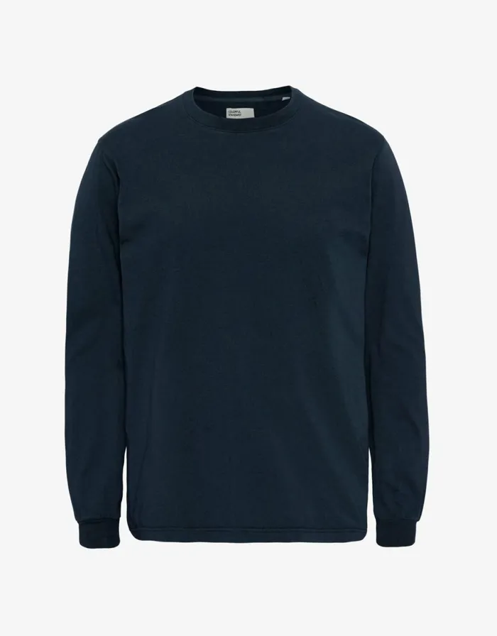 Men TShirts Colorful Standard Oversized Organic LS TShirt Navy Blue