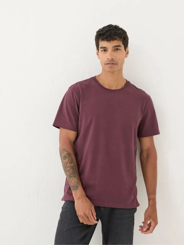 Men TShirts Fat Face Lulworth Burgundy Red 100 Cotton Organic Crew TShirt