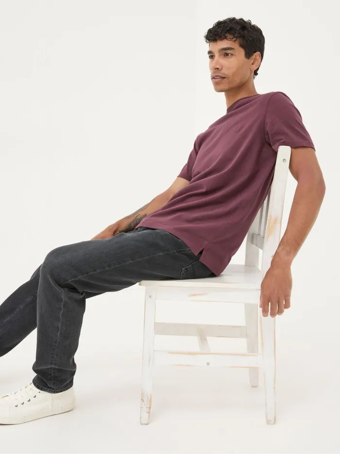 Men TShirts Fat Face Lulworth Burgundy Red 100 Cotton Organic Crew TShirt