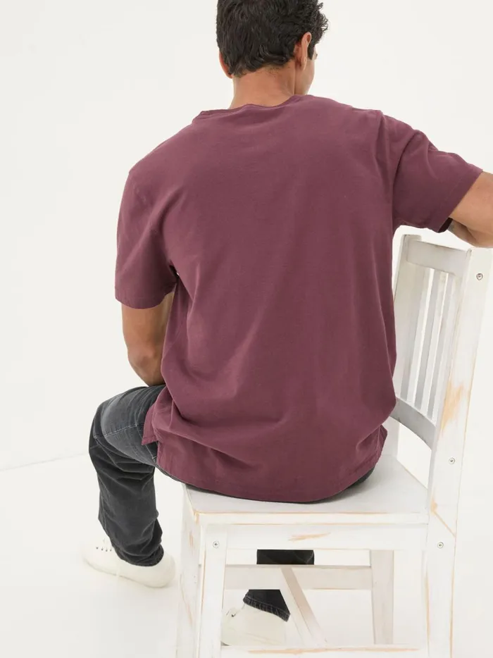 Men TShirts Fat Face Lulworth Burgundy Red 100 Cotton Organic Crew TShirt