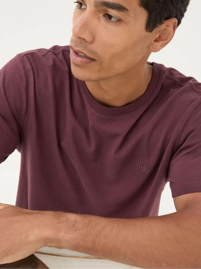 Men TShirts Fat Face Lulworth Burgundy Red 100 Cotton Organic Crew TShirt