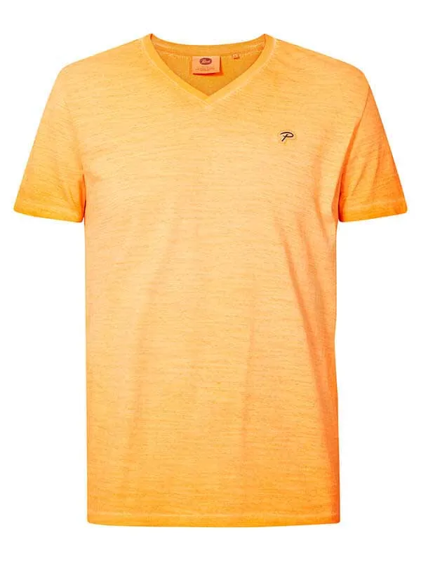 Men TShirts Petrol Industries Marl VNeck TShirt Shocking Orange