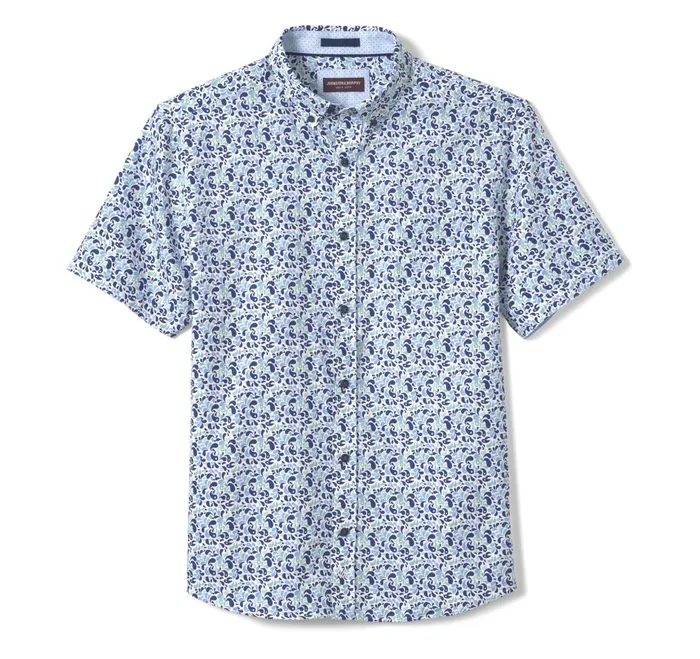 Men Textured Cotton ShortSleeve Shirt Mint Droplet JohnstonandMurphy ShortSleeve Shirts Men Textured Cotton ShortSleeve Shirt Mint Droplet JohnstonandMurphy ShortSleeve Shirts
