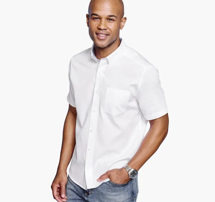 Men Textured Cotton ShortSleeve Shirt White Solid JohnstonandMurphy ShortSleeve Shirts Men Textured Cotton ShortSleeve Shirt White Solid JohnstonandMurphy ShortSleeve Shirts