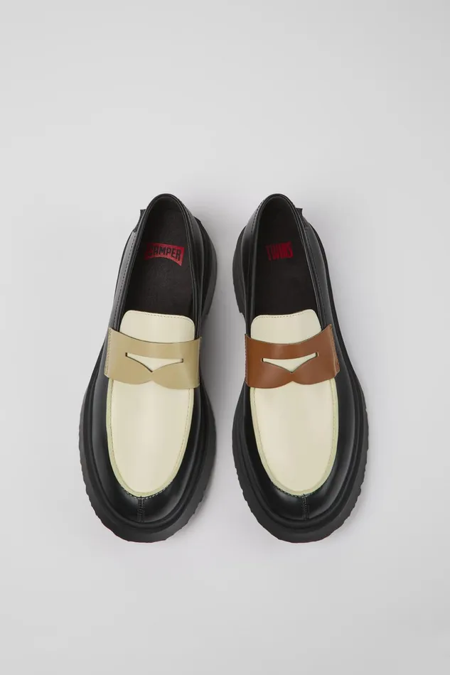 Men Twins Multicolored Leather Loafers Camper Formal Shoes