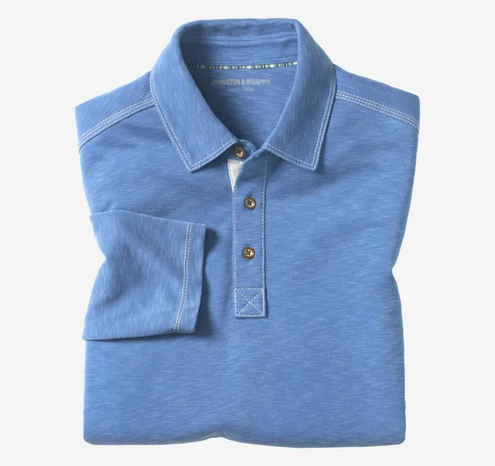 Men Vintage Slub LongSleeve Polo Royal JohnstonandMurphy Polos and Tees