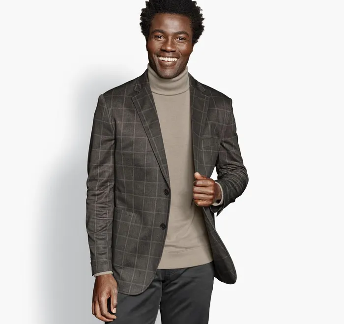 Men Xc Flex Knit Blazer Brown Plaid JohnstonandMurphy Blazers