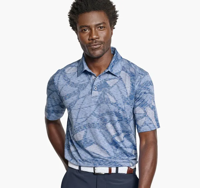 Men Xc4 Performance Polo Blue Large Geo JohnstonandMurphy Polos and Tees