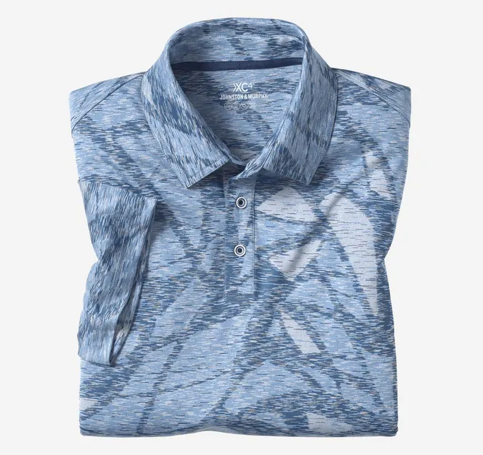 Men Xc4 Performance Polo Blue Large Geo JohnstonandMurphy Polos and Tees Men Xc4 Performance Polo Blue Large Geo JohnstonandMurphy Polos and Tees