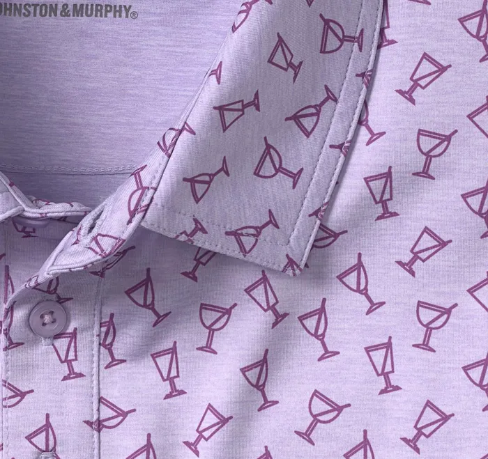 Men Xc4 Performance Polo Lavender Tonal Cocktail JohnstonandMurphy Polos and Tees Men Xc4 Performance Polo Lavender Tonal Cocktail JohnstonandMurphy Polos and Tees