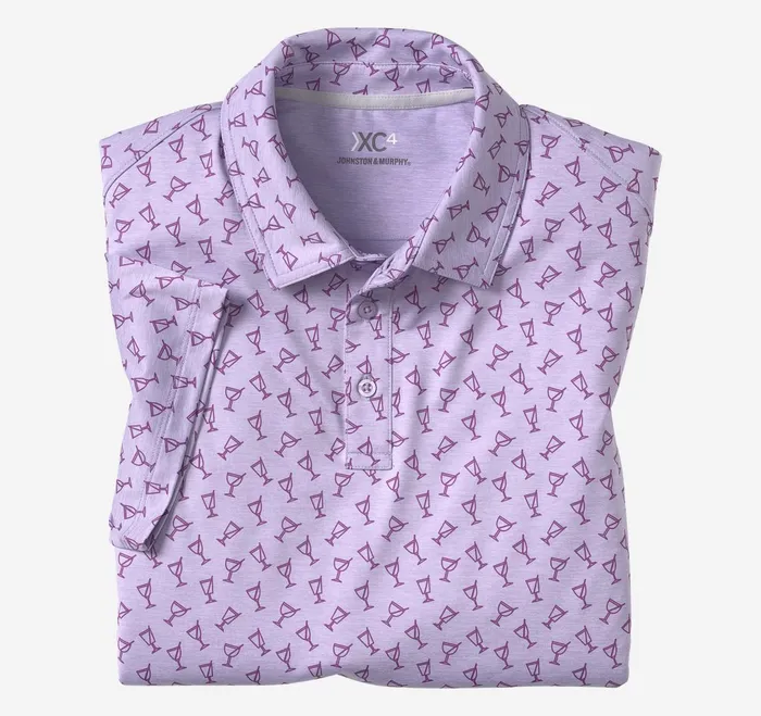 Men Xc4 Performance Polo Lavender Tonal Cocktail JohnstonandMurphy Polos and Tees Men Xc4 Performance Polo Lavender Tonal Cocktail JohnstonandMurphy Polos and Tees