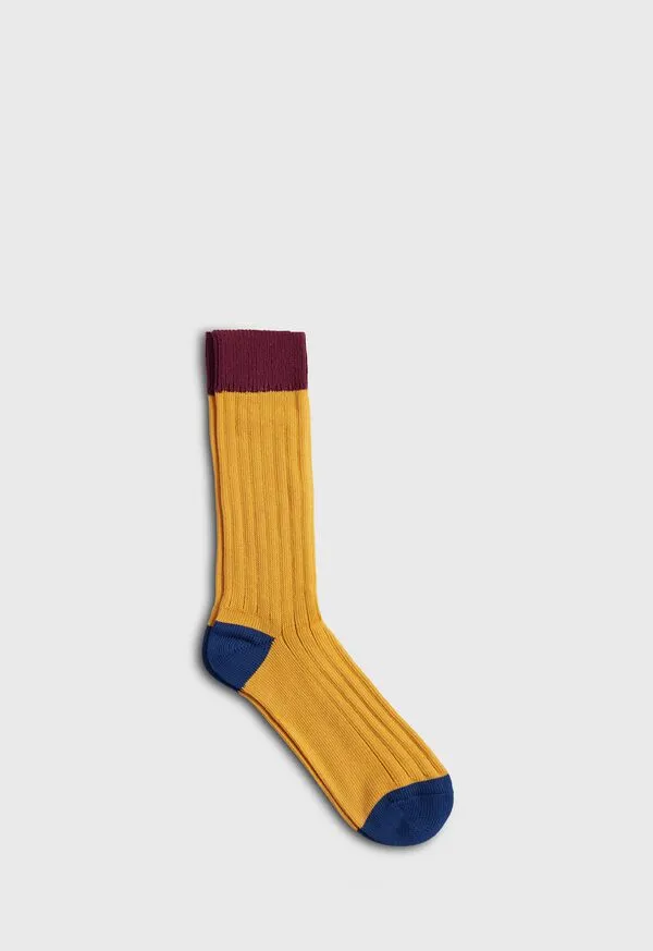Mens Socks Paulstuart Cotton Blend Ribbed Sock Gold