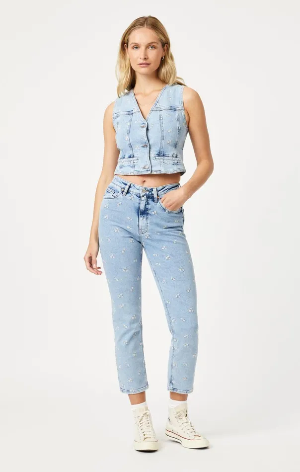 Merlin Vest In Light Blue Bloom Women Mavi Jeans Jackets Merlin Vest In Light Blue Bloom Women Mavi Jeans Jackets