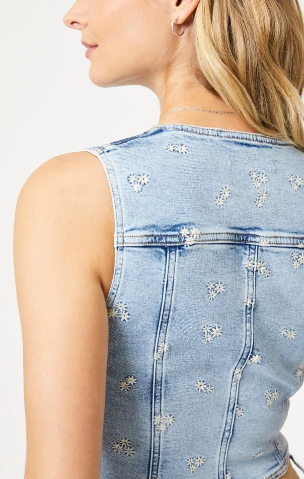 Merlin Vest In Light Blue Bloom Women Mavi Jeans Jackets Merlin Vest In Light Blue Bloom Women Mavi Jeans Jackets