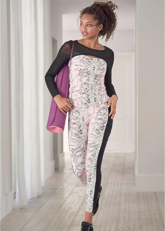 MESH WORKOUT TOP Pink Multi Women VENUS Activewear