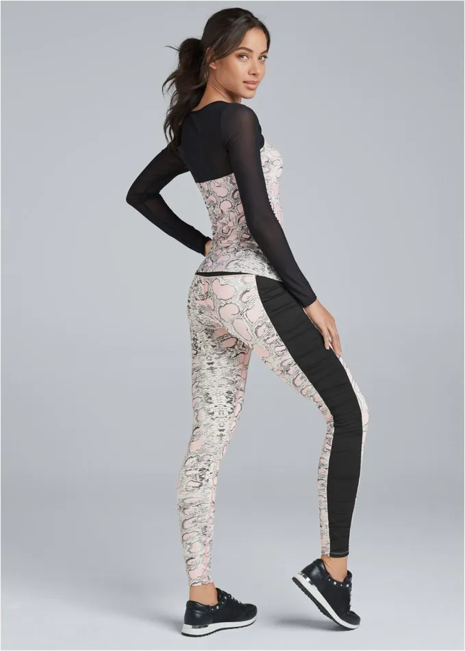 MESH WORKOUT TOP Pink Multi Women VENUS Activewear