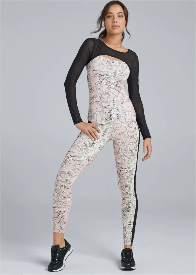 MESH WORKOUT TOP Pink Multi Women VENUS Activewear