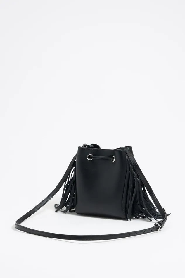 Mini Black Leather Studded Chihuahua Bucket Bag Black Women Bimba Y Lola Crossbody Bags