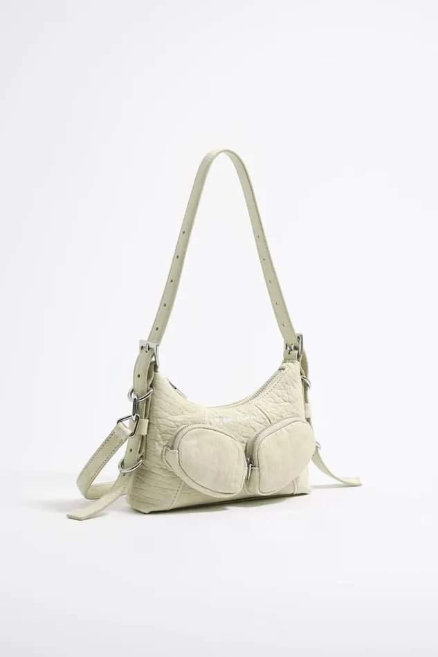 Mini Bone Leather Pocket Slouch Bag Bone Women Bimba Y Lola Shoulder Bags