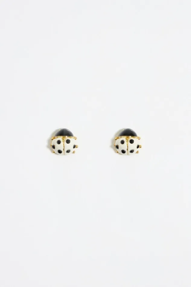 Mini Ivory Ladybug Earrings Ivory Women Bimba Y Lola Jewelry