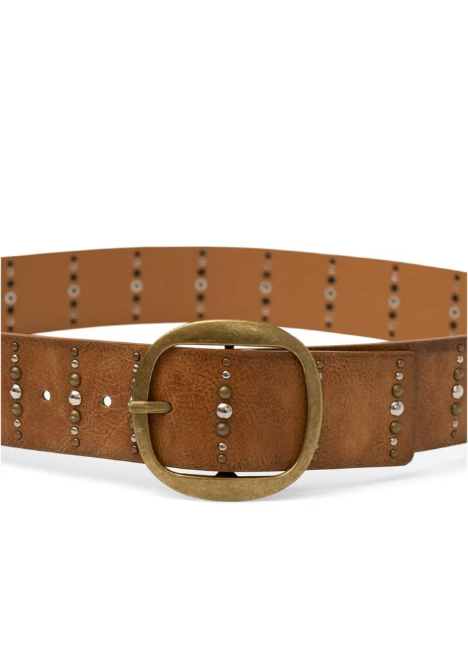 MIXED METAL STUDDED BELT Brown Women VENUS Belts