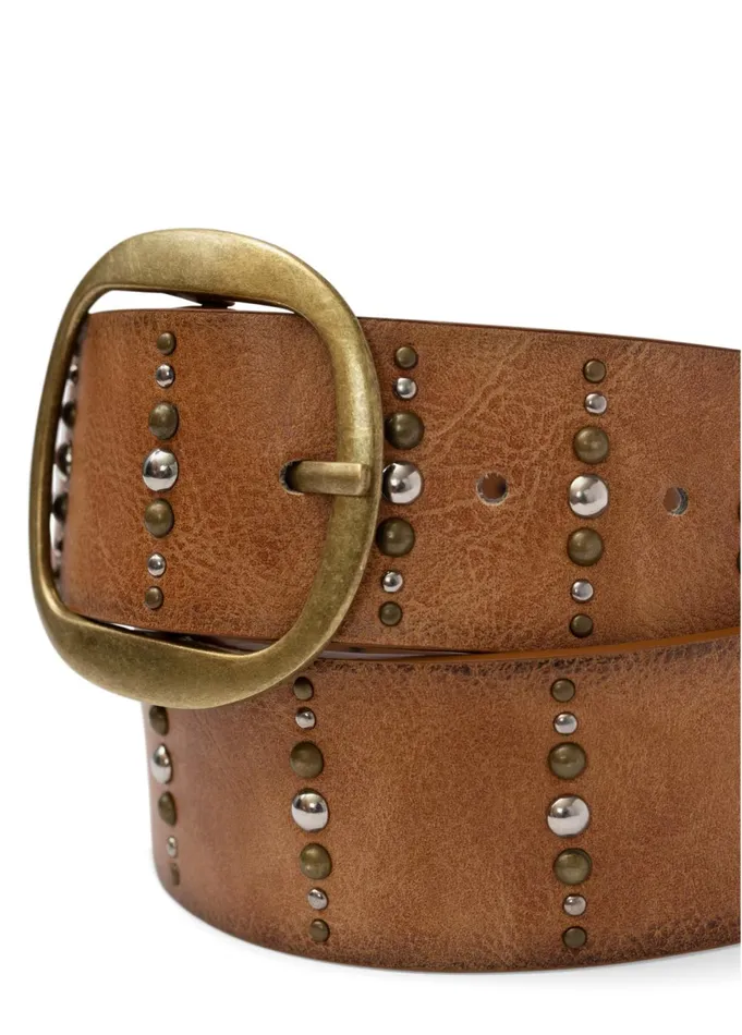 MIXED METAL STUDDED BELT Brown Women VENUS Belts