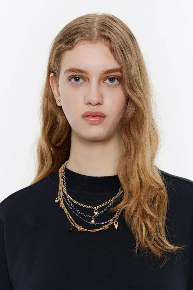 Multichain Heart And Stone Necklace Gold Women Bimba Y Lola Jewelry Multichain Heart And Stone Necklace Gold Women Bimba Y Lola Jewelry
