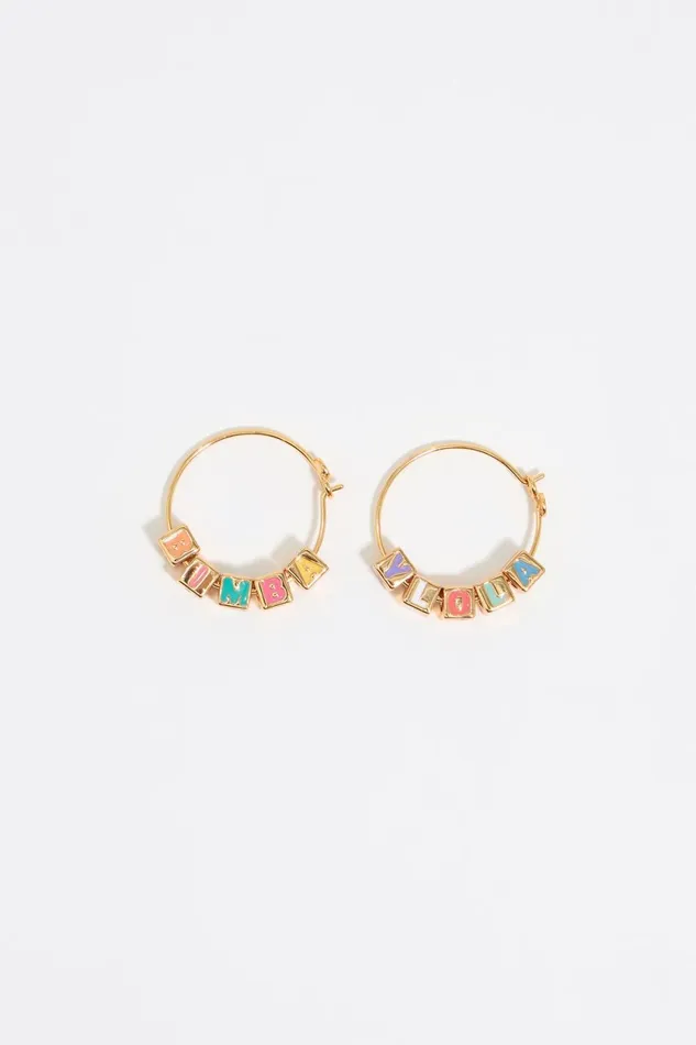 Multicolor Dice Logo Hoop Earrings Pink Women Bimba Y Lola Earrings