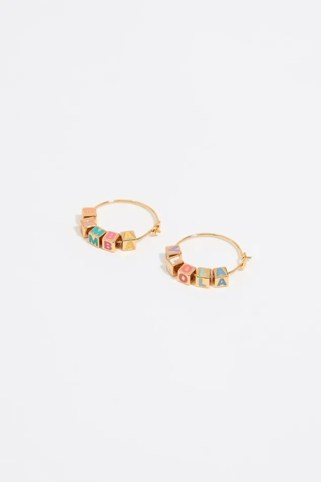 Multicolor Dice Logo Hoop Earrings Pink Women Bimba Y Lola Earrings Multicolor Dice Logo Hoop Earrings Pink Women Bimba Y Lola Earrings