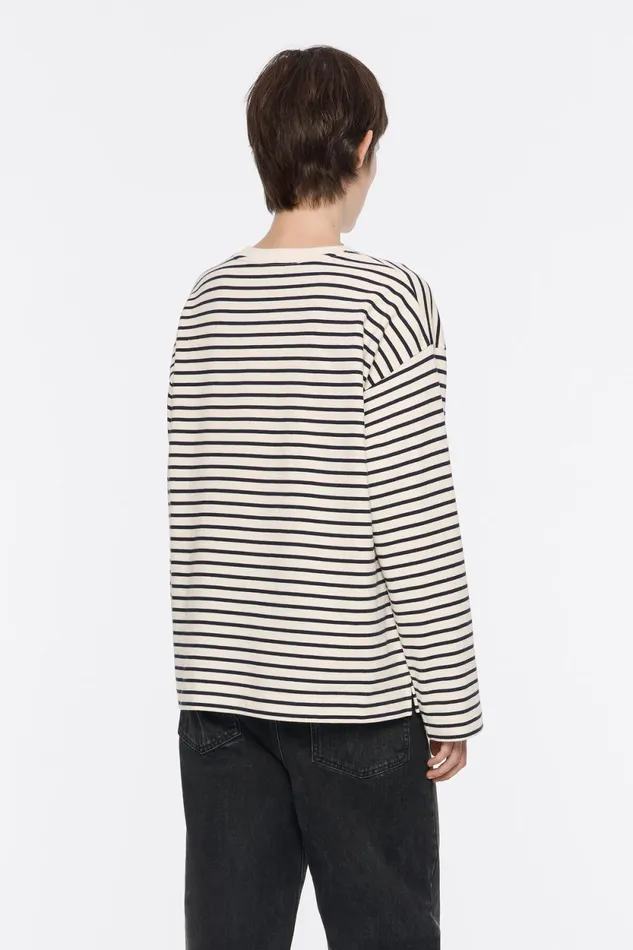 Navy Blue Striped Cotton Tshirt Navy Women Bimba Y Lola TShirts Navy Blue Striped Cotton Tshirt Navy Women Bimba Y Lola TShirts